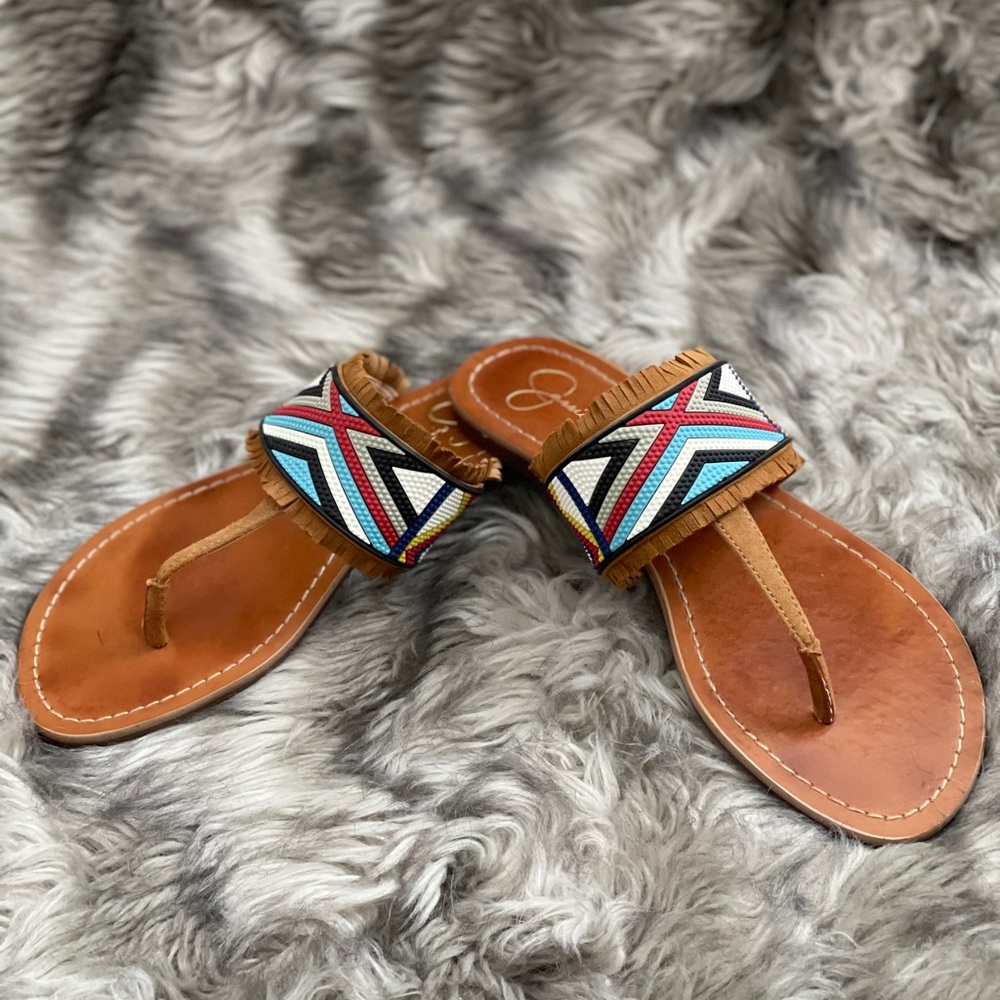 Jessica Simpson tribal slip on sandals